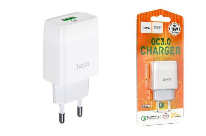 Сетевое зарядное устройство USB USB HOCO C72Q Glorious single port QC3.0 (белый)