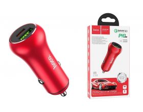 Автомобильное зарядное устройство АЗУ USB + USB-C HOCO Z38 Resolute PD20W+QC3.0 (красный)