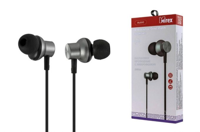 Наушники вакуумные проводные Mirex SM566 13705-SM566MGR 1,2м (серый металлик)