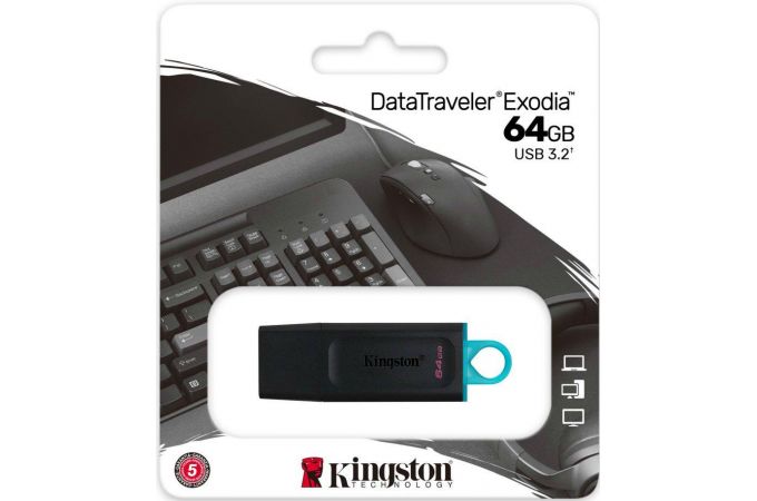 Флешка USB 3.2 Kingston DataTraveler Exodia Black 64Gb