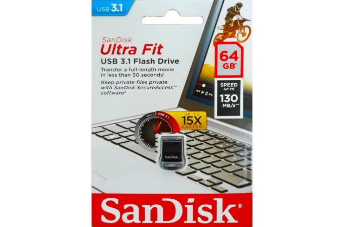 Флешка USB 3.1 SanDisk Cruzer Ultra Fit 64 Gb