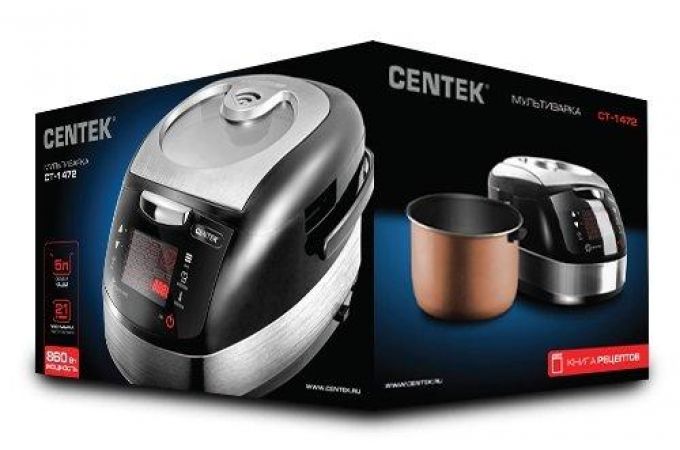 Мультиварка CENTEK CT-1472 черная/сталь 860Вт, 5л, 21 программа, LED