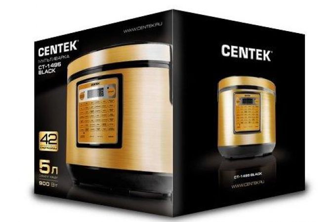 Мультиварка CENTEK CT-1495 Ceramic черная/золотая  900 Вт, 5 л, 42 программы + мультишеф