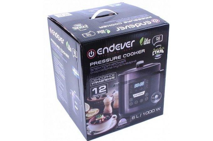 Мультиварка ENDEVER Vita 98 черно-сливовый СКОРОВАРКА, 1000Вт, 6л, дисплей