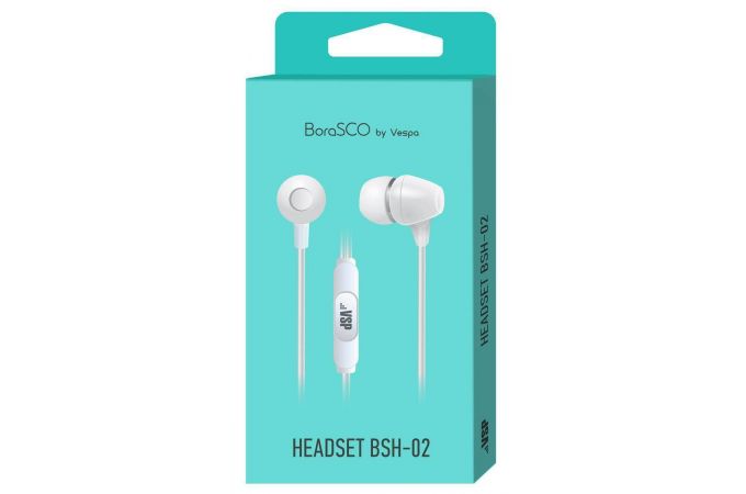 Наушники вакуумные проводные BoraSCO (35815) BSH-02 (белый)