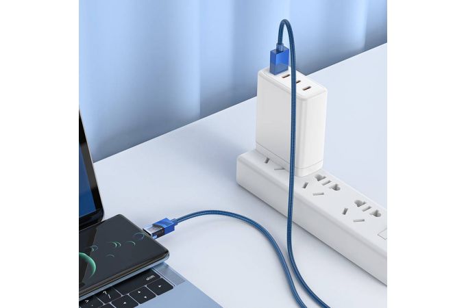 Кабель USB - USB Type-C BOROFONE BU42 3A (синий) 1м