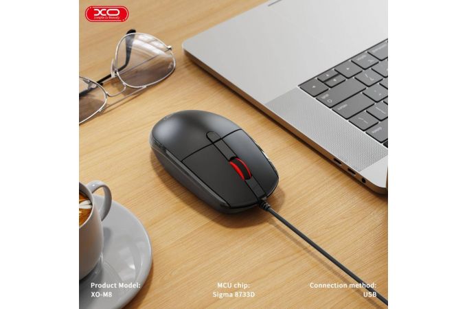 Мышь проводная XO M8 YunXiao Wired Mouse Black