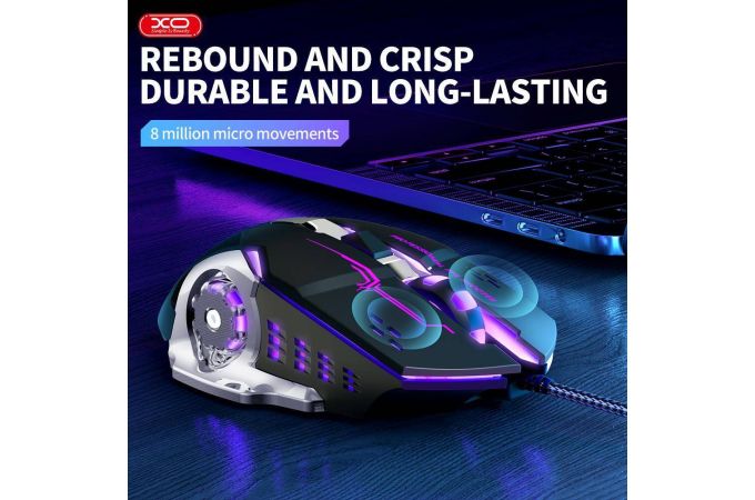 Мышь игровая проводная XO M10 Gaming Mechanical 6-Button Light Emitting Wired Black + Silver