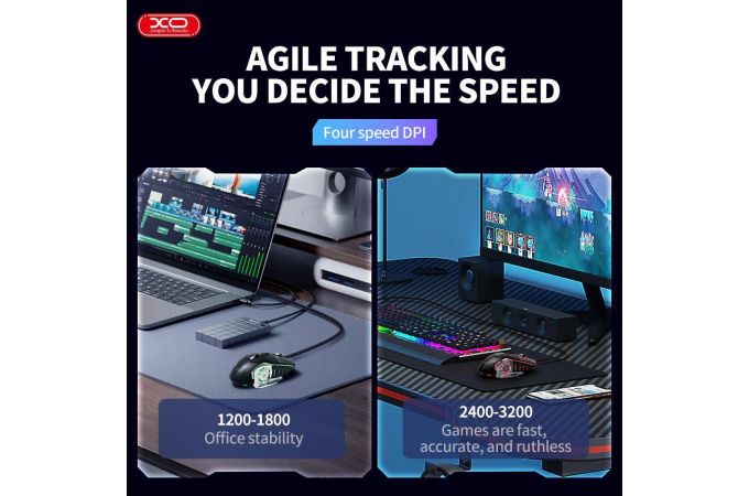 Мышь игровая проводная XO M10 Gaming Mechanical 6-Button Light Emitting Wired Black + Silver