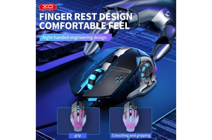 Мышь игровая проводная XO M10 Gaming Mechanical 6-Button Light Emitting Wired Black + Silver