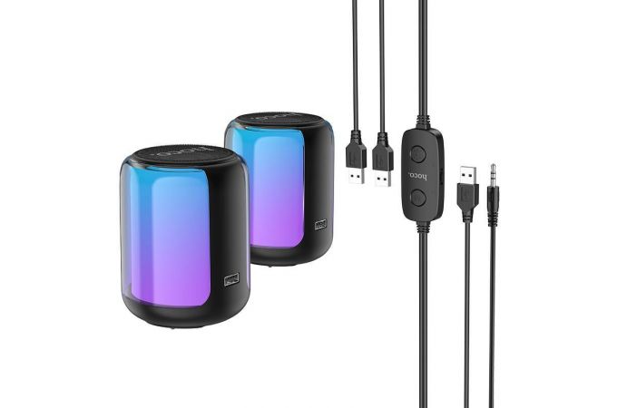 Портативная беспроводная колонка HOCO BS56 Colorful BT wired 2-in-1 computer speaker (черный)
