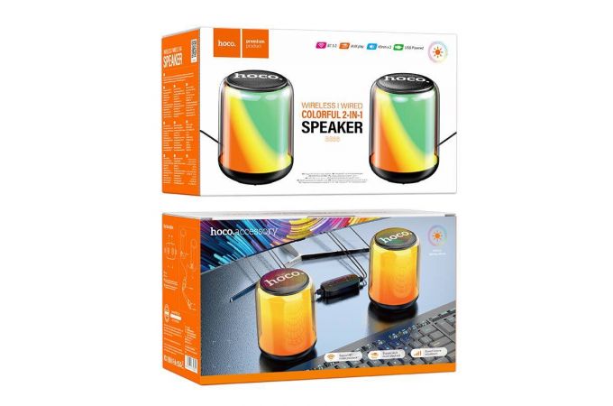 Портативная беспроводная колонка HOCO BS56 Colorful BT wired 2-in-1 computer speaker (черный)