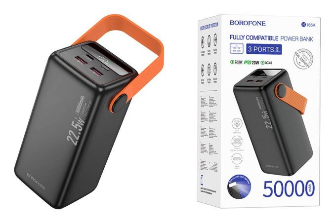 Универсальный дополнительный аккумулятор Power Bank BOROFONE BJ66A Magnifico 22.5W+PD20W fully compatible (50000mAh) (черный)