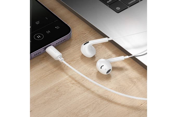 Наушники вакуумные проводные BOROFONE BM96 Brilliant штекер Lightning (белый)