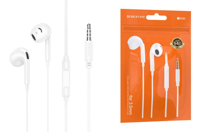 Наушники вакуумные проводные BOROFONE BM96 Brilliant (белый)