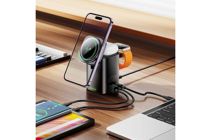 Беспроводное зарядное устройство 6 в 1 HOCO CQ20A Clever PD65W (EU) (черный)