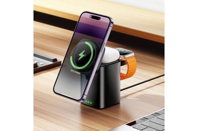 Беспроводное зарядное устройство 3 в 1 HOCO CQ20 Clever (черный)