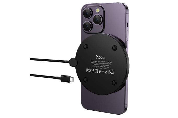 Беспроводное зарядное устройство НОСО CW62 Peak with digital display and cable (черный)