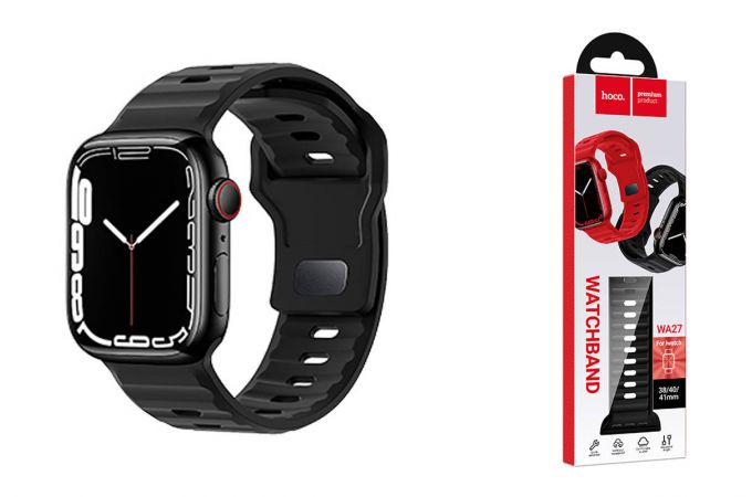 Ремешок для Apple Watch HOCO WA27 Flexible series stepped pattern solid color silicone strap (38/40/41 мм) черный