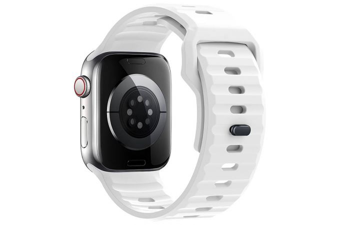 Ремешок для Apple Watch HOCO WA27 Flexible series stepped pattern solid color silicone strap (38/40/41 мм) белый