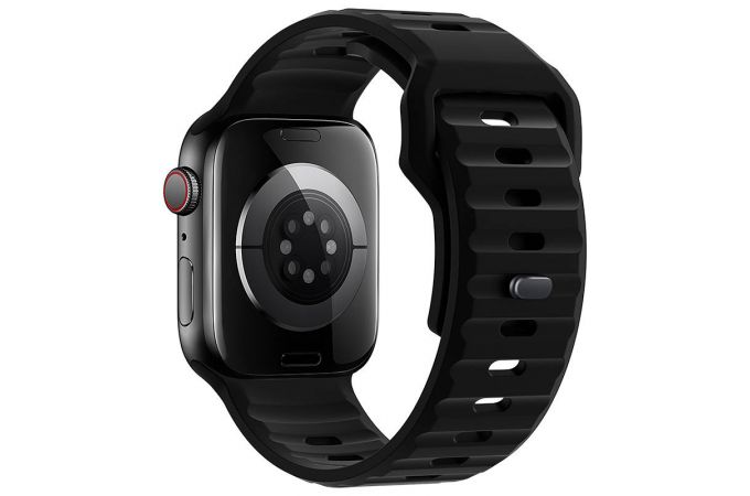 Ремешок для Apple Watch HOCO WA27 Flexible series stepped pattern solid color silicone strap (42/44/45/49 мм) черный