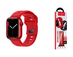 Ремешок для Apple Watch HOCO WA27 Flexible series stepped pattern solid color silicone strap (42/44/45/49 мм) красный