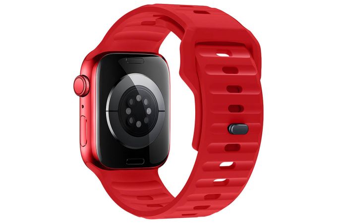 Ремешок для Apple Watch HOCO WA27 Flexible series stepped pattern solid color silicone strap (42/44/45/49 мм) красный