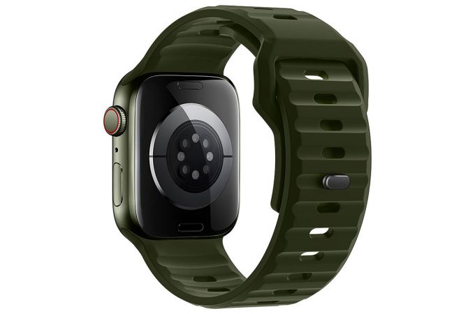 Ремешок для Apple Watch HOCO WA27 Flexible series stepped pattern solid color silicone strap (42/44/45/49 мм) армейский зеленый