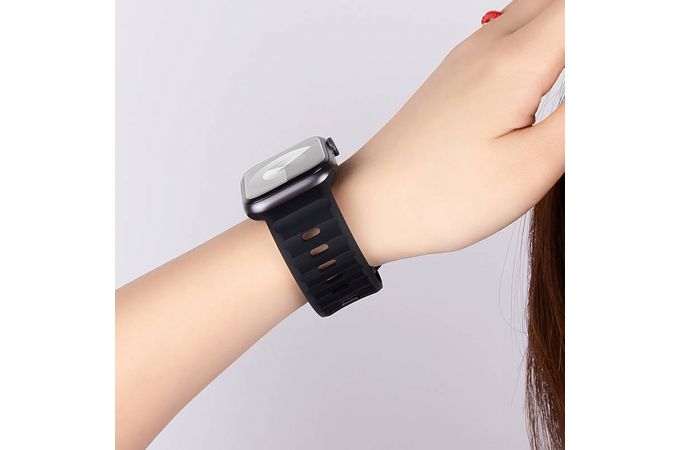 Ремешок для Apple Watch HOCO WA27 Flexible series stepped pattern solid color silicone strap (42/44/45/49 мм) армейский зеленый