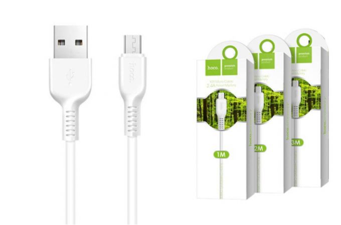 Кабель USB - MicroUSB HOCO X20 2,4A (белый) 1м