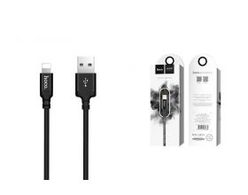 Кабель USB - Lightning HOCO X14, 2,4A (черный) 1м (в оплетке)