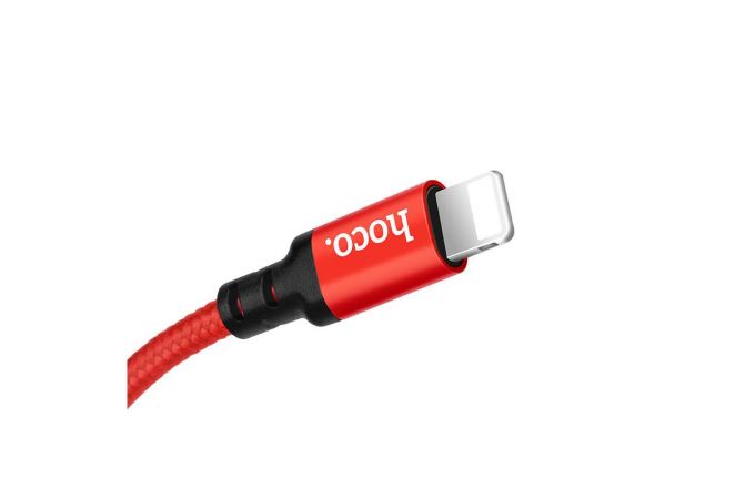 Кабель USB - Lightning HOCO X14, 2,4A (красный) 1м (в оплетке)