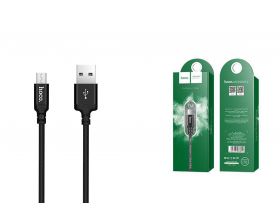 Кабель USB - MicroUSB HOCO X14 2,4A (черный) 1м (в оплетке)