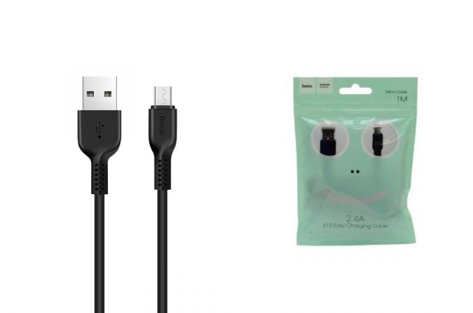 Кабель USB - MicroUSB HOCO X13 2,4A (черный) 1м