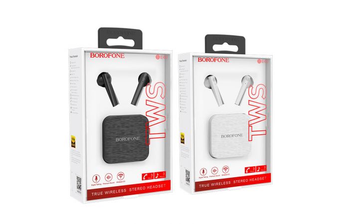 Наушники вакуумные беспроводные BOROFONE BE40 Triumph TWS wireless earphonesl Bluetooth (белый)