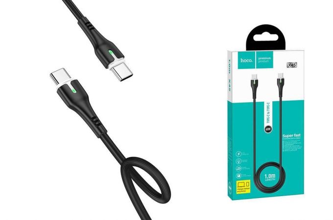 Кабель USB Type-C - USB Type-C HOCO X45, 3A PD60W (красный) 1м (LED индикатор)