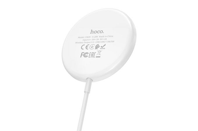 Беспроводное зарядное устройство HOCO CW29 (магнитное, Type-C, 15W) (белый)