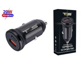 Автомобильное зарядное устройство АЗУ USB TDS TS-CAU39 (PD20W+QC3.0, 3000mA) (черный)