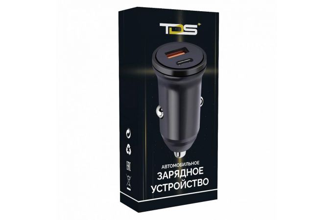 Автомобильное зарядное устройство АЗУ USB TDS TS-CAU39 (PD20W+QC3.0, 3000mA) (черный)