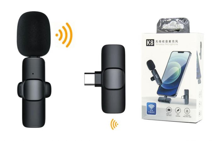 Микрофон беспроводной петличка для телефона K8 (штекер Type-C)
