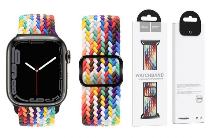 Ремешок для Apple Watch HOCO WA05 Jane Eyre series sliding buckle ultra-thin nylon strap (38-41 мм, official rainbow)