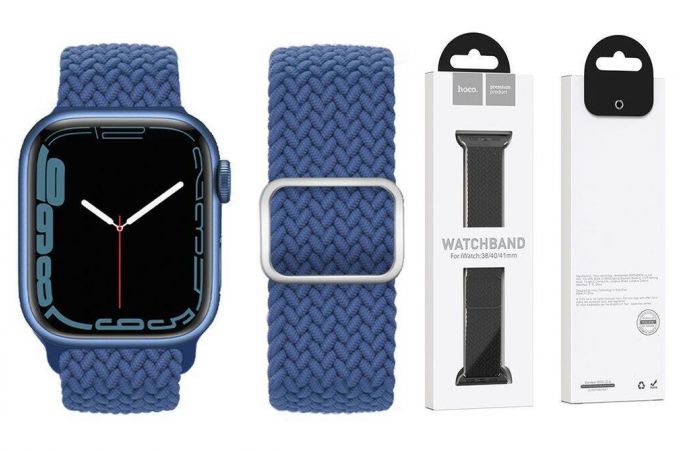 Ремешок для Apple Watch HOCO WA05 Jane Eyre series sliding buckle ultra-thin nylon strap (38-41 мм, cold sea blue)