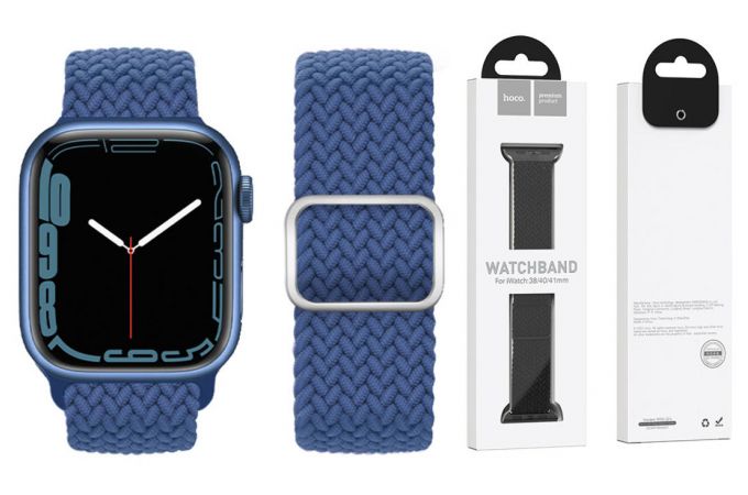 Ремешок для Apple Watch HOCO WA05 Jane Eyre series sliding buckle ultra-thin nylon strap (42-49 мм, cold sea blue)