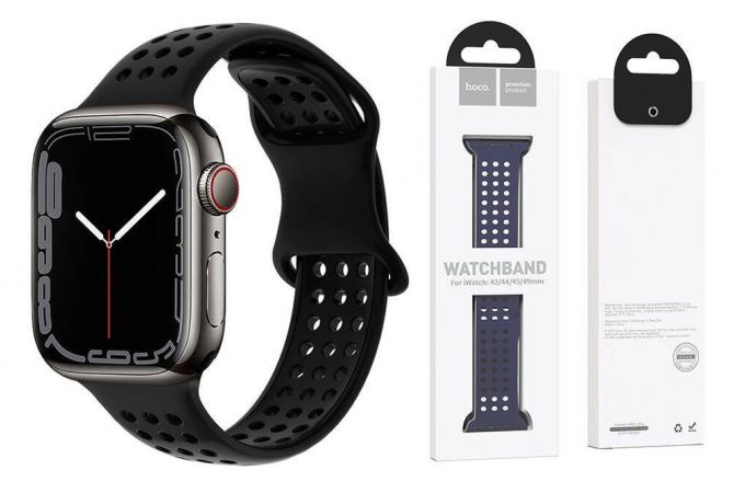 Ремешок для Apple Watch HOCO WA08 Flexible series honeycomb silicone strap (38-41 мм, black)