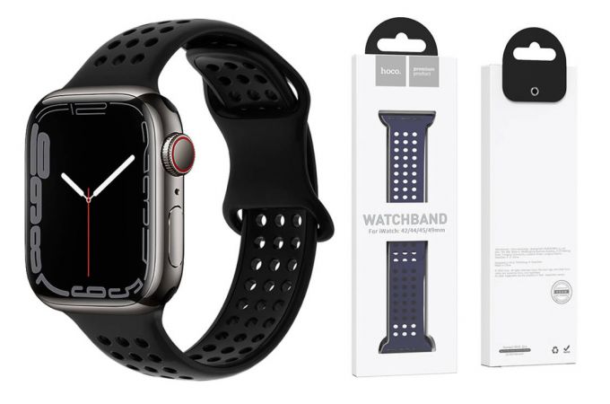 Ремешок для Apple Watch HOCO WA08 Flexible series honeycomb silicone strap (42-49 мм, black)