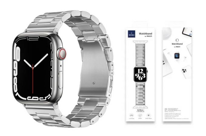 Ремешок для Apple Watch HOCO WA10 Grand series three-bead steel strap (42-49 мм, silver)