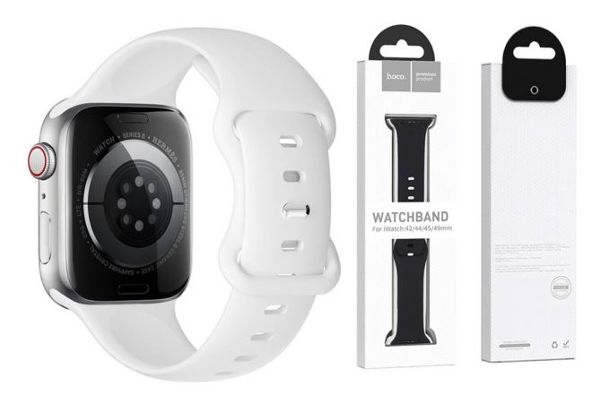 Ремешок для Apple Watch HOCO WA15 Flexible series 8-character buckle solid color silicone strap (38-41 мм, white)