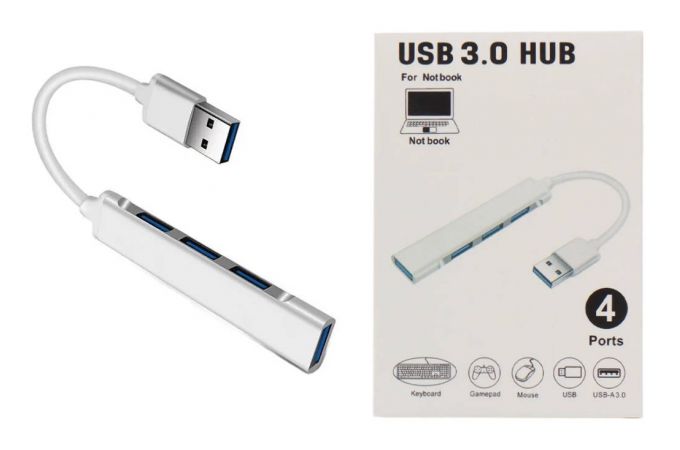 Разветвитель USB HUB 3.0 NN-HB020 на 4 порта кабель 15см (серебристый)