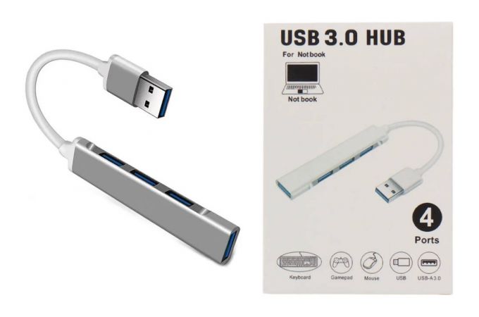 Разветвитель USB HUB 3.0 NN-HB020 на 4 порта кабель 15см (серый)