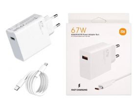 Сетевое зарядное устройство USB + кабель Type-C Xiaomi MI 67W (белый) (л)